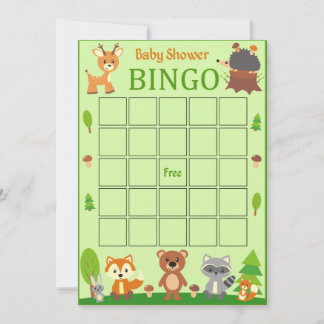 Woodland Forest Animal Baby shower Bingo Kaart