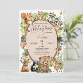 Woodland Forest Animal Baby shower Rustiek Schatti Kaart (Staand voorkant)