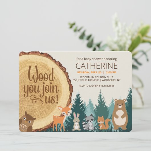 Woodland Forest Animal Baby's, Baby shower Kaart (Staand voorkant)