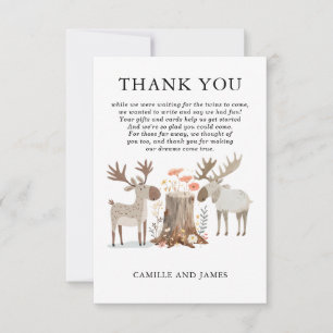 Woodland Forest Animal Twins Baby shower Dank u Bedankkaart