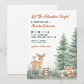 Woodland Forest Animals Adventure Baby Shower Kaart (Voorkant / Achterkant)
