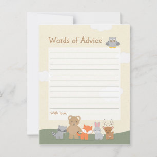Woodland Forest Animals Baby shower Advice Kaarten