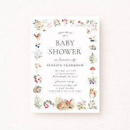 Woodland Forest Animals Baby Shower Invitation Aankondiging