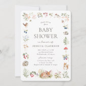 Woodland Forest Animals Baby Shower Invitation Aankondiging (Voorkant)