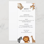 Woodland Forest Animals Baby Shower Menu (Voorkant / Achterkant)