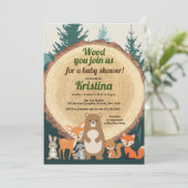 Woodland Forest Animals Greenery Wood Baby shower Kaart (Staand voorkant)