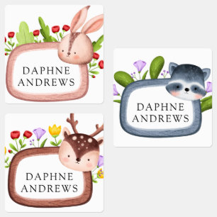Woodland Forest Animals School Daycare Labels