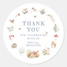 Woodland Forest Animals Thank You Sticker