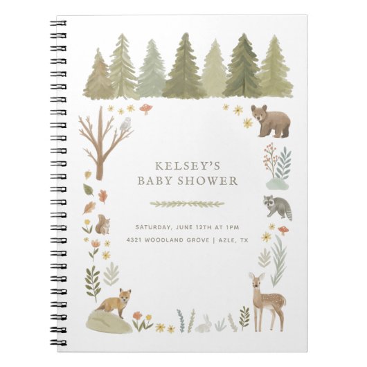 Woodland Forest Animaux Baby shower Livre d'invité (Devant)