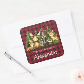 Woodland Forest Animaux Plaid Bookplate Étiquette (Enveloppe)