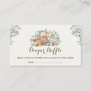 Woodland Forest Baby Animals Diaper Raffle Ticket Informatiekaartje