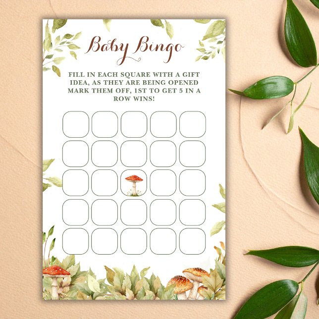 Woodland Forest Baby shower Bingo Game groen (Creator heeft geüpload)