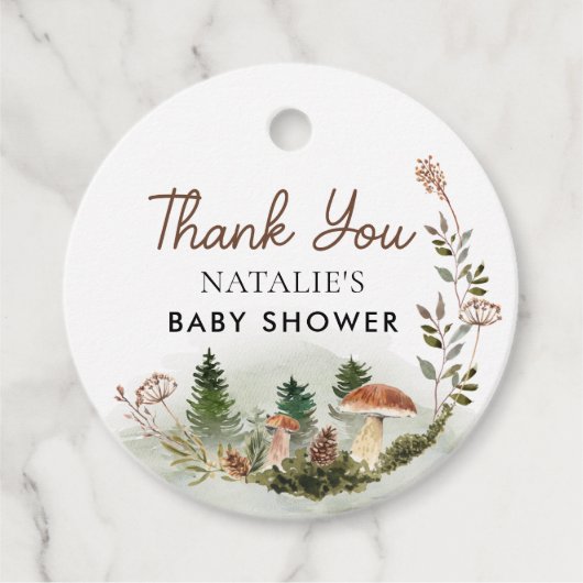 Woodland Forest Baby shower Dank u wel Bedankjes Labels (Voorkant)