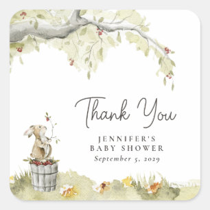 Woodland Forest Baby shower Hartelijk dank Vierkante Sticker