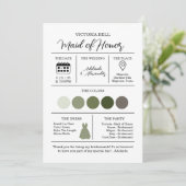 Woodland Forest Bridesmaid Informatie Kaart (Staand voorkant)