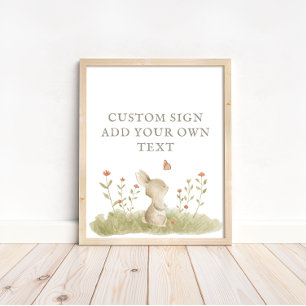 Woodland Forest Bunny Baby shower aangepaste tekst Poster