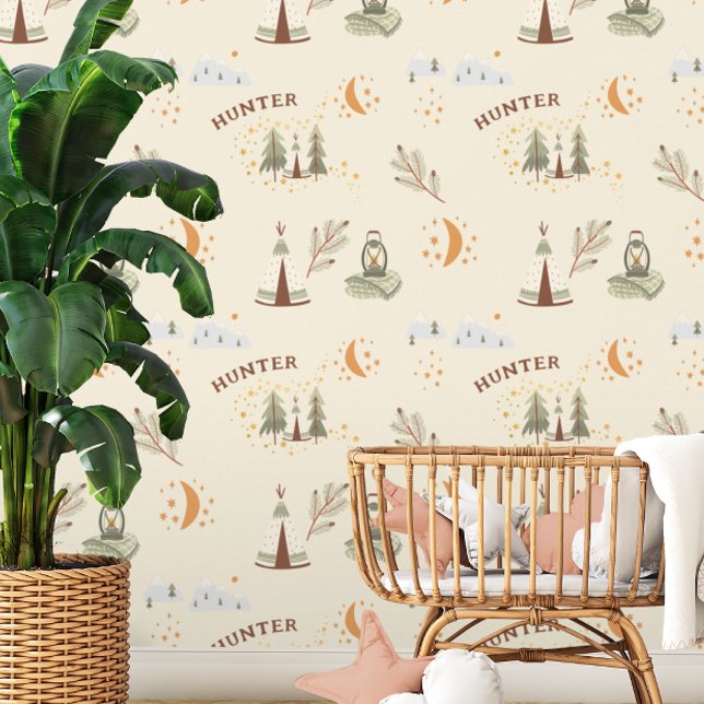 Woodland Forest Camping Aangepaste naam Behang (Creator heeft geüpload)