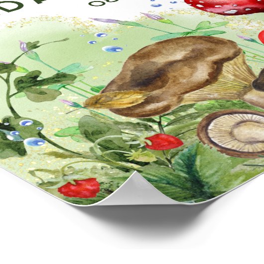Woodland Forest Champignons Varen Script Welkom Poster (Hoek)