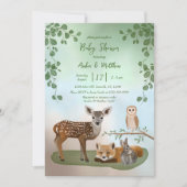 Woodland Forest Creatures Baby shower Invitation Kaart (Voorkant)