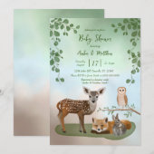 Woodland Forest Creatures Baby shower Invitation Kaart (Voorkant / Achterkant)