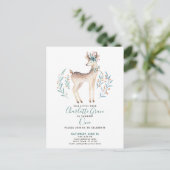 Woodland Forest Deer Baby's First 1st Birthday Uitnodiging Briefkaart (Staand voorkant)