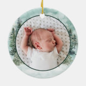 Woodland Forest Deer First Kerstfoto Keramisch Ornament (Achterkant)