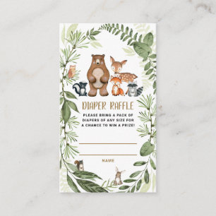 Woodland Forest Diaper Raffle Greenery Baby shower Informatiekaartje
