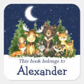 Woodland Forest Dieren Bomen Sky Bookplate Label (Voorkant)