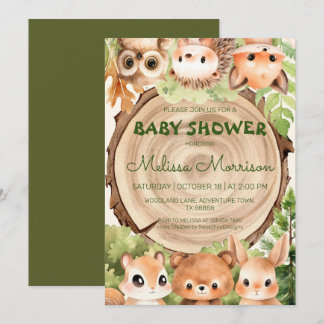 Woodland Forest Dieren en Wood Baby Jongen Douche Kaart
