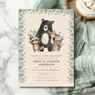 Woodland Forest Dieren Koppels Baby shower Kaart