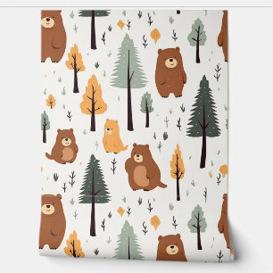 Woodland Forest Dieren Patroon Baby Kwekerij Kamer Behang