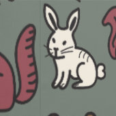 Woodland Forest Doodle Dieren groen Behang (Zoom)