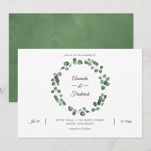 Woodland Forest Eucalyptus Greenery Wedding Kaart (Voorkant / Achterkant)