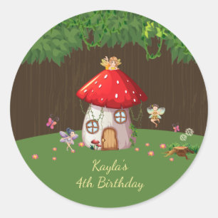 Woodland Forest, Fairy Birthday Ronde Sticker