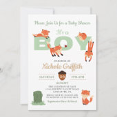 Woodland Forest Fox Boy Baby shower Invitation (Devant)