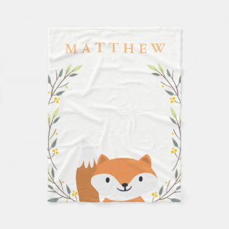 Woodland Forest Fox Fleece Blanket Deken