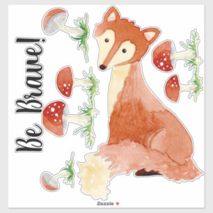 Woodland Forest Fox Waterverf Wees dapper kwekerij Sticker