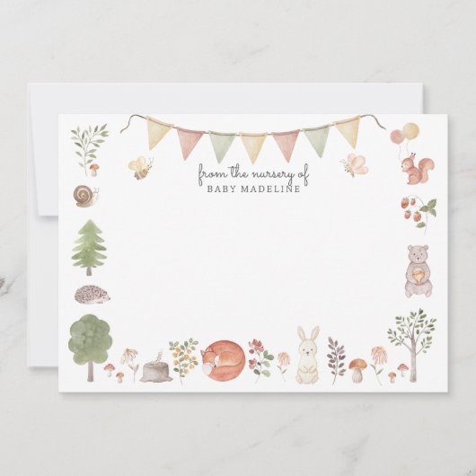 Woodland Forest Friends Nursery Note Card Kaart (Voorkant)