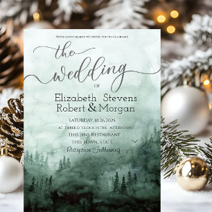 Woodland, Forest Green Wedding Kaart