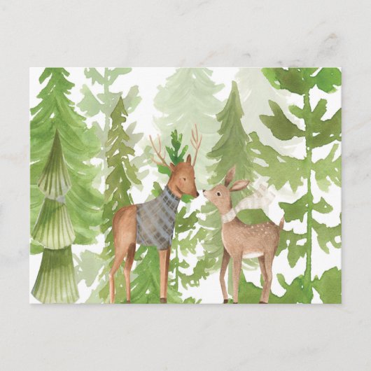 Woodland Forest Greenery Baby Deer Pine Briefkaart (Voorkant)