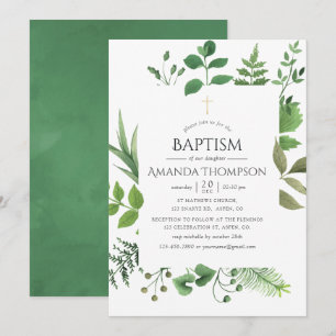Woodland Forest Greenery Baptism of Christening Kaart