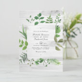Woodland Forest Greenery QR Code Rustic Wedding Kaart (Staand voorkant)