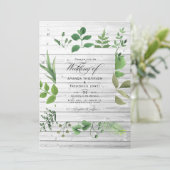 Woodland Forest Greenery Rustic Wedding Foto Kaart (Staand voorkant)