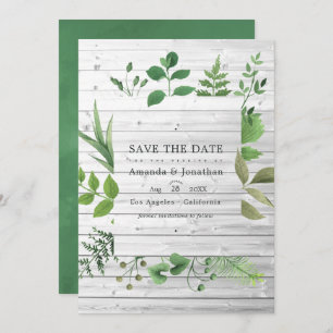 Woodland Forest Greenery Rustic Wedding Foto Save The Date