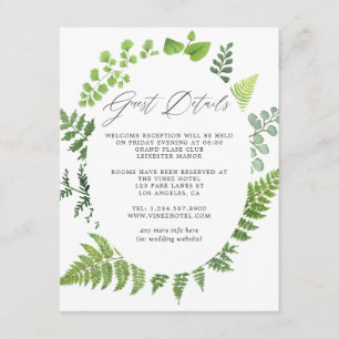 Woodland Forest Greenery Wedding Guest Details Informatiekaartje
