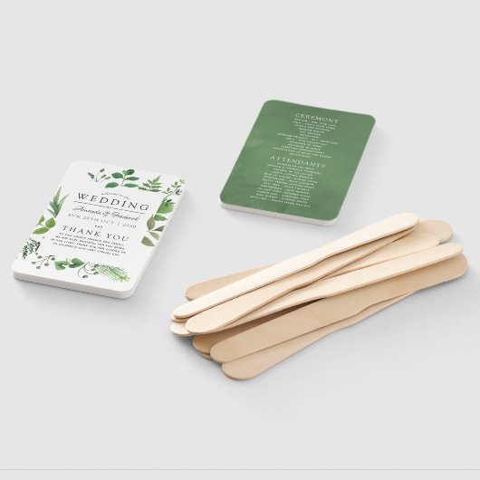 Woodland Forest Greenery Wedding Programme Handwaaier (Niet-gemonteerd)