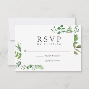 Woodland Forest Greenery Wedding RSVP Kaartje