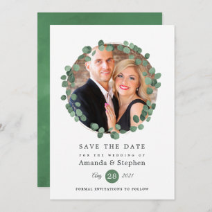 Woodland Forest Greenery Wedding Save The Date