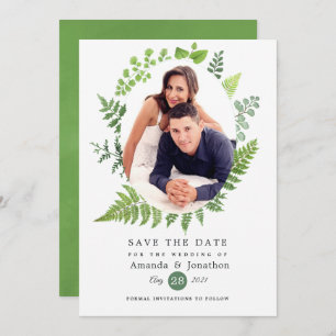 Woodland Forest Greenery Wedding Save The Date
