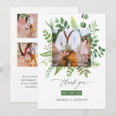 Woodland Forest groen bruiloft foto collage Bedankkaart (Voorkant / Achterkant)